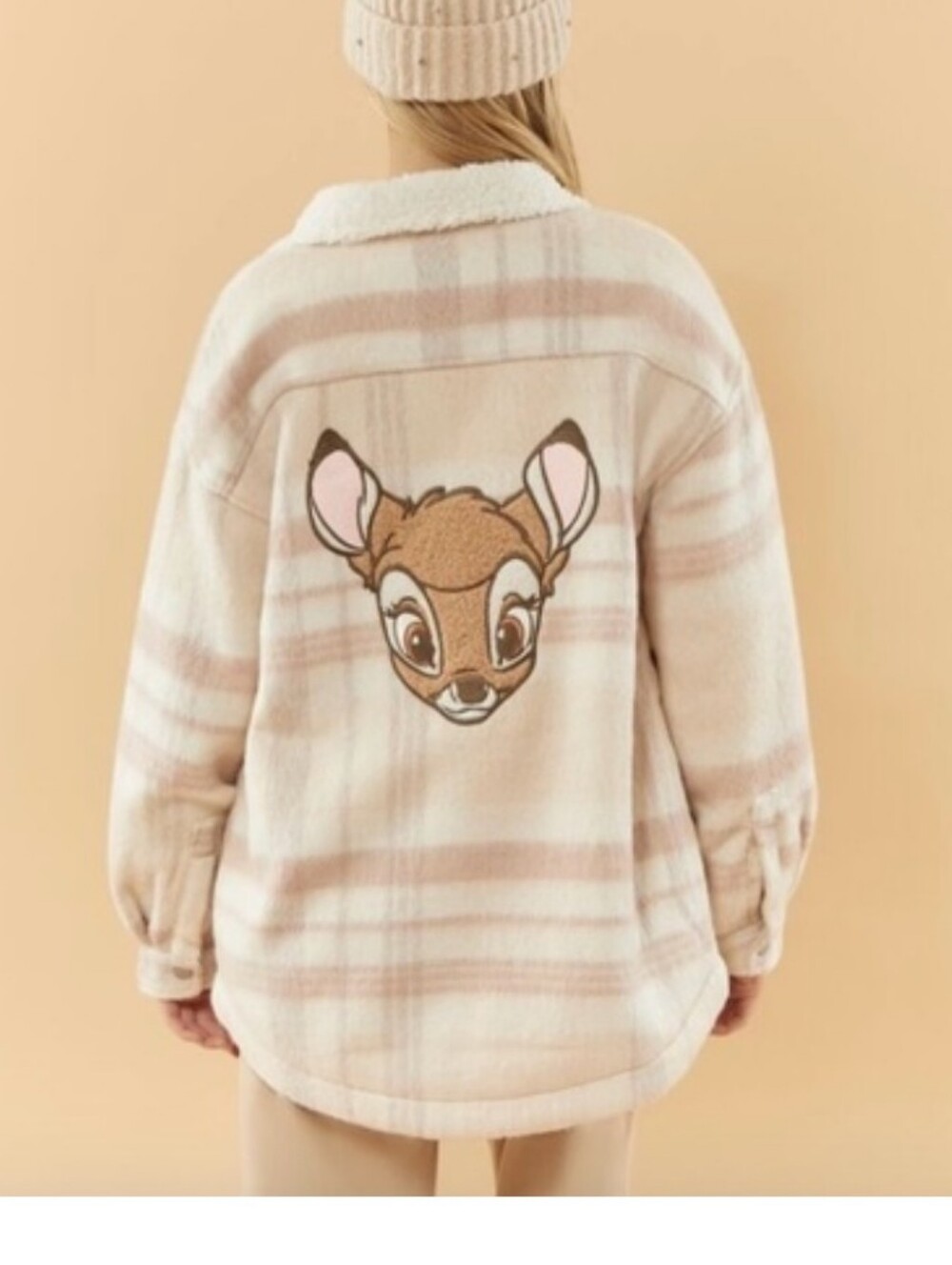 Disney × Forever 21 Bambi Embroidered Brushed Flannel Jacket Women's SizeM
